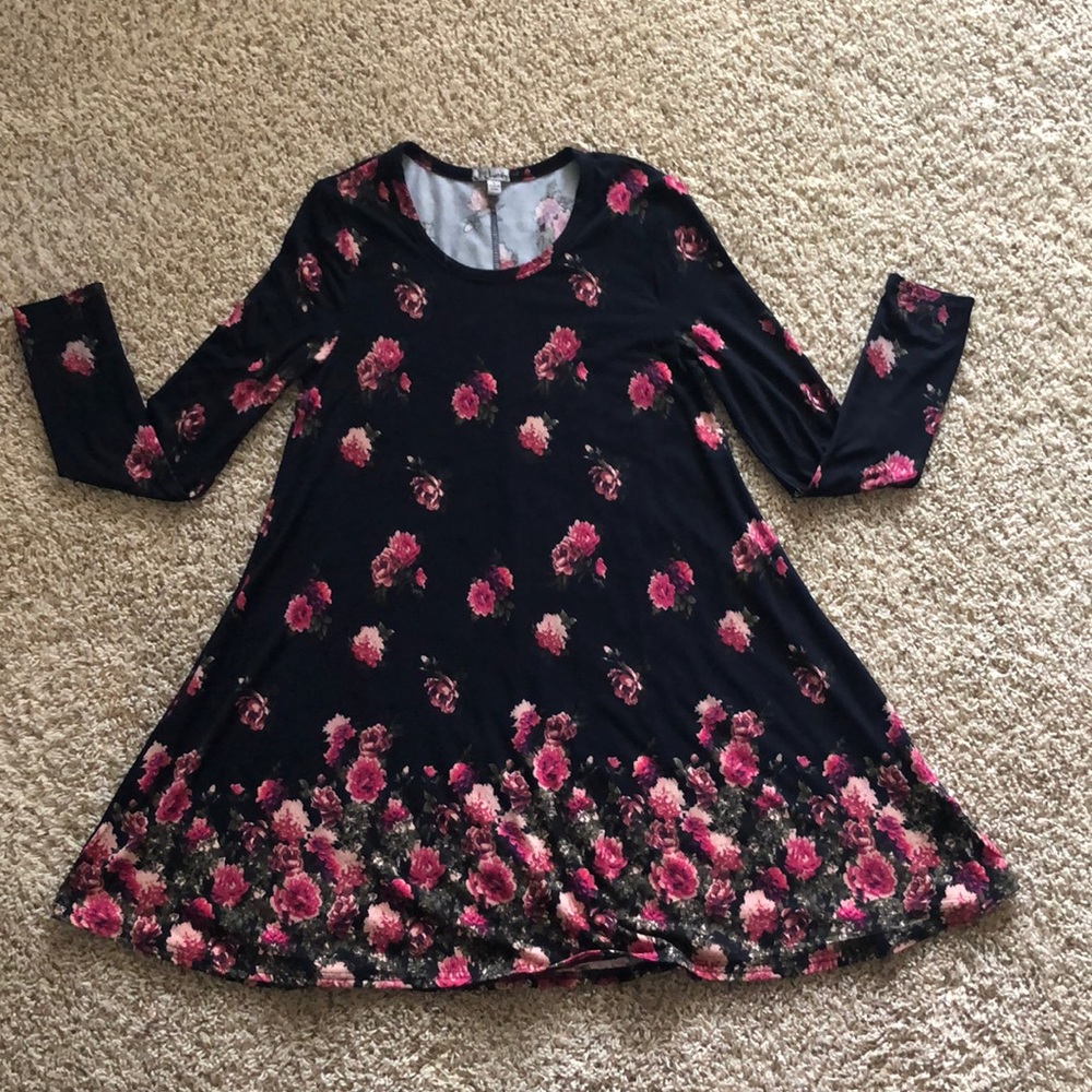 Navy floral swing dress